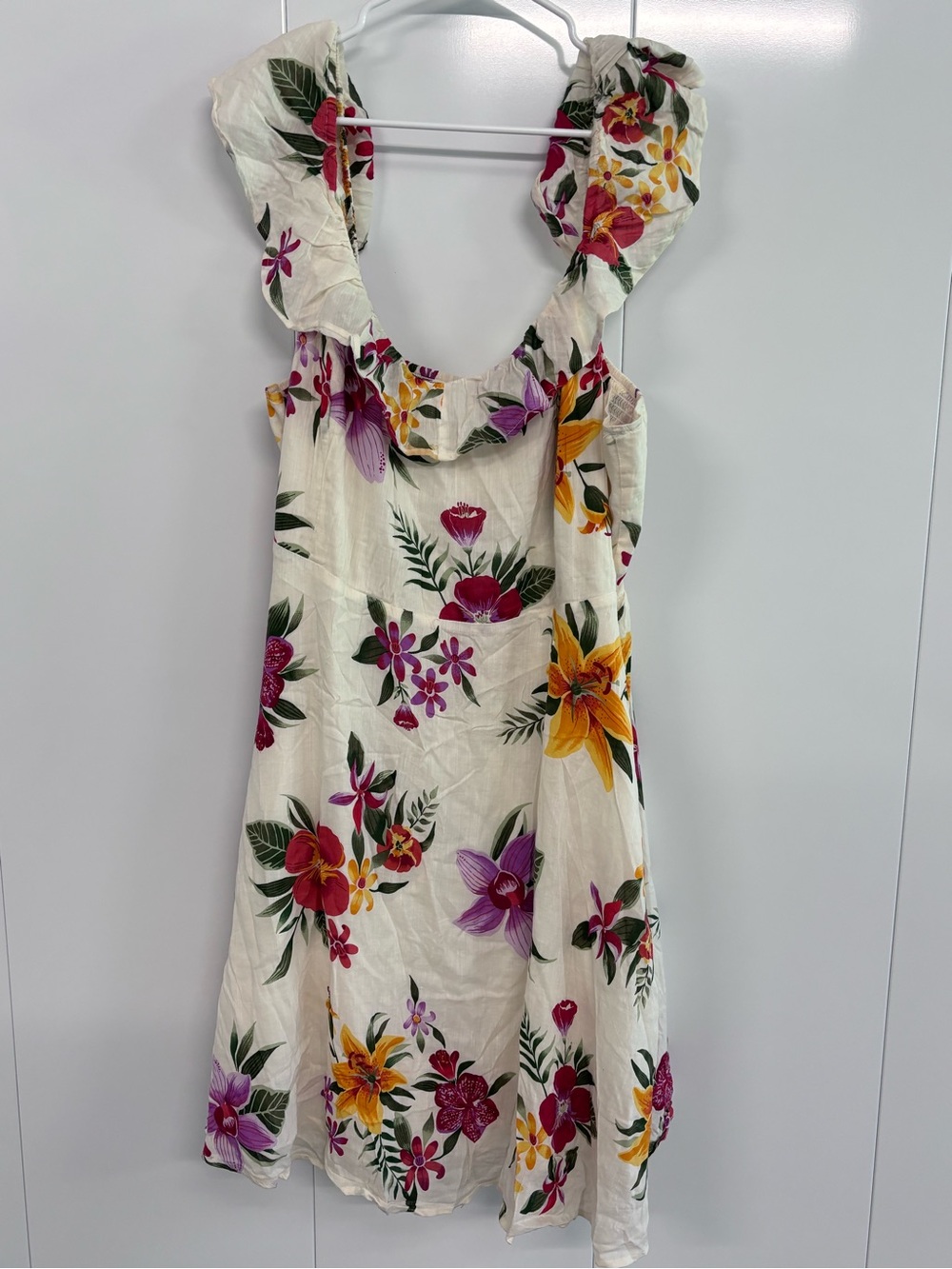 Old Navy Women Floral Print Scoop Neck Flutter Sleeve Smocked A-Line Dress XXL